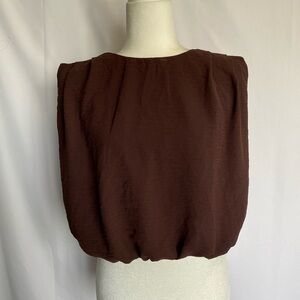 NWT Chic Chocolate Sleeveless Blouse bubble hem top size L